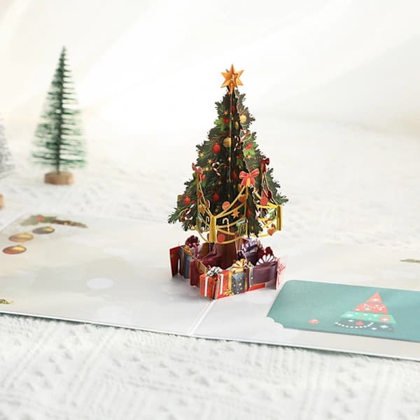 HA~Julgran Pop Up Julkort, 3D Popup Grattiskort för Vinter, Jul, Helg, Julklapp, Alla Tillfällen