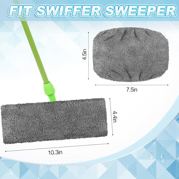 Swiffer Sweeper Mopp erstatningsputer, kluter for Swiffer gulvmopp, gjenbrukbart trekk, grå korallfarget fløyel 2-pakning