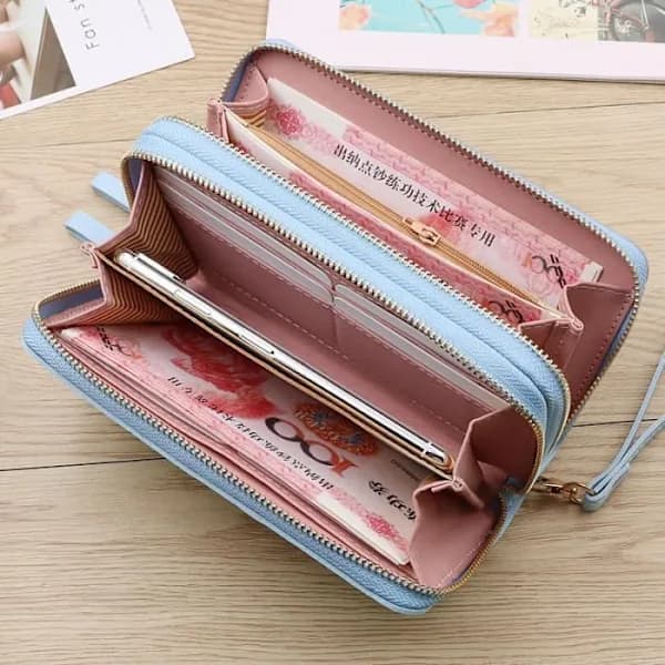 Dame Læderpung Møntrum Checkhæfteholder Kortholder - Blå