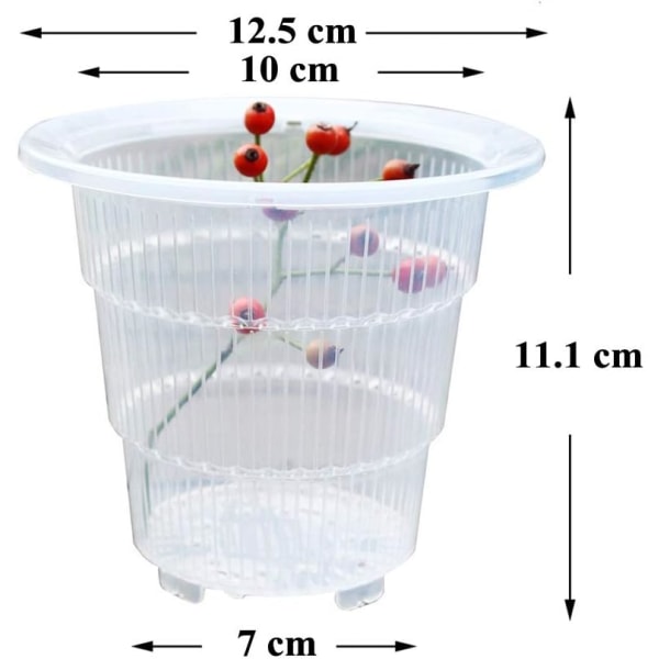 10 cm orkidékruka i klar plast med hål - 6 stycken