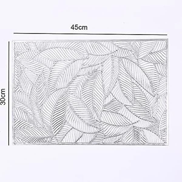 4-pack rektangulära dekorativa bladformade bordstabletter i PVC, ihåliga matbordstabletter Silver