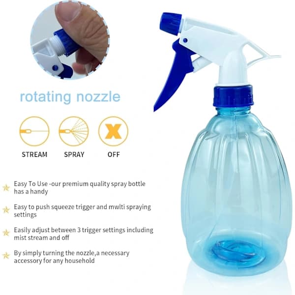 HA~3 Stycken 500ML Sprayflaskor Tomma Påfyllningsbara Flaskor, Återanvändbara Sprayflaskor i Plast för Trädgårdsarbete, Hem, Frisering