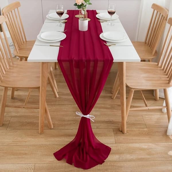 Chiffon bordløper bryllup borddekorasjon bursdagsinnredning