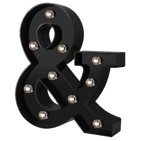 Nydesignede LED-bogstavlamper 26 bogstaver sort dekorativt skiltelamper til bryllupsfest G