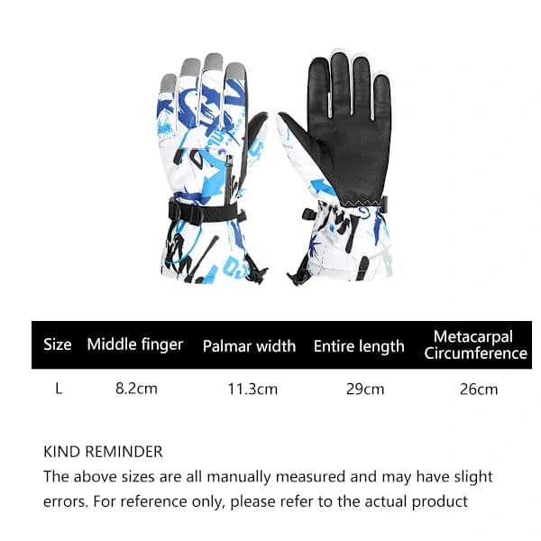 Skihandsker, Vandtætte Snehandsker Vinterhandsker til Koldt Vejr Touchscreen Snowboardhandsker Varme blå L