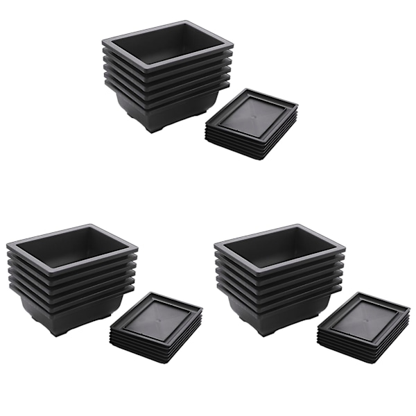 18-piece Bonsai Pots-classic Deep Wet Tray With Built-in Mesh-for Plants, Flowers, Herbs, Plastic S