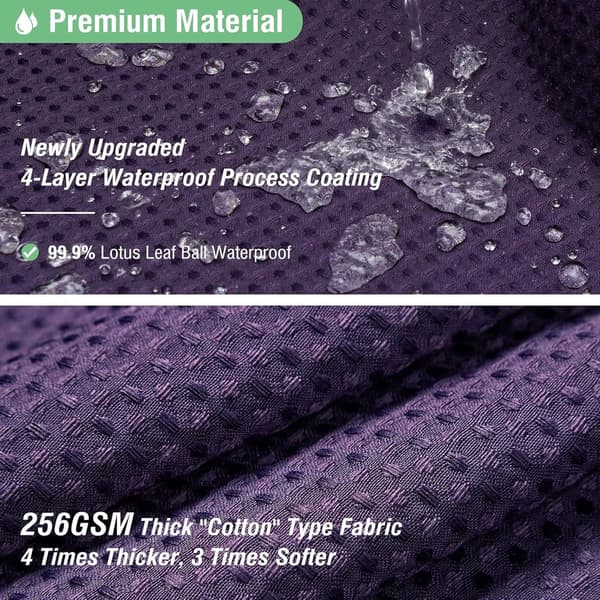 Vandtæt tekstureret polyester badeforhæng, maskinvaskbart med 12 kroge, til hjemme- og hotelbadeværelser, lilla, 180 x 180 cm
