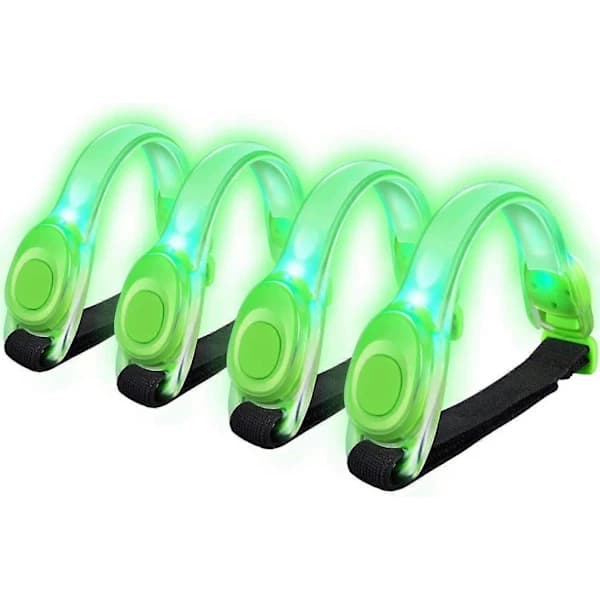 4-pak LED-armbånd med refleks - til løb og jogging Grøn