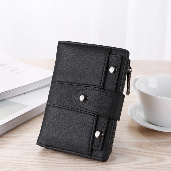 1 Piece Black Female Card PU Wallet Coin Bag Multi