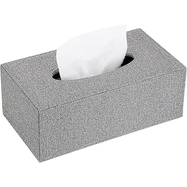 HA~Linne Husholdningskontor Rektangulær Papirholder til Papirlommetørklæder Tissue Box Omslag Etui Servietholder (Grå)