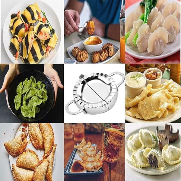 Dumpling Maker i Rustfrit Stål, Nem Forsegling Ravioli Empanada Pierogi Form til Hjemmekøkken, Sølv 10 cm