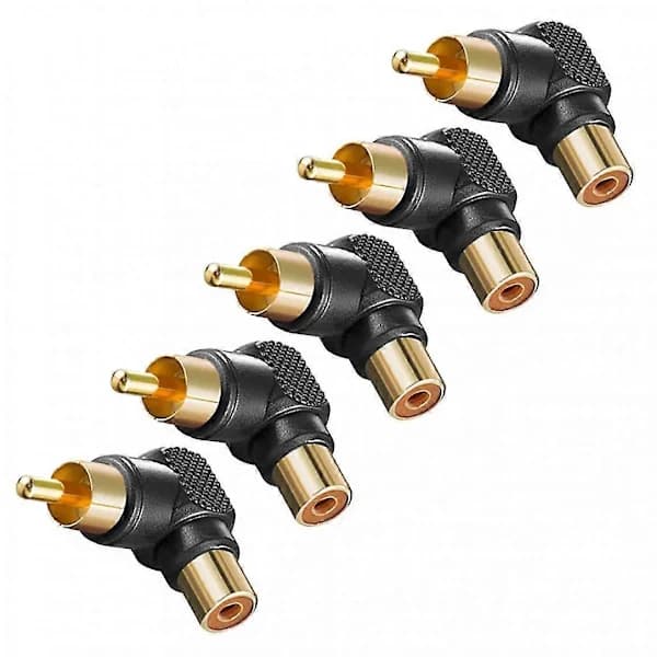 HA~10 stk. Rca Retvinklet Han til Hun Konverter Adapter 90 Grader