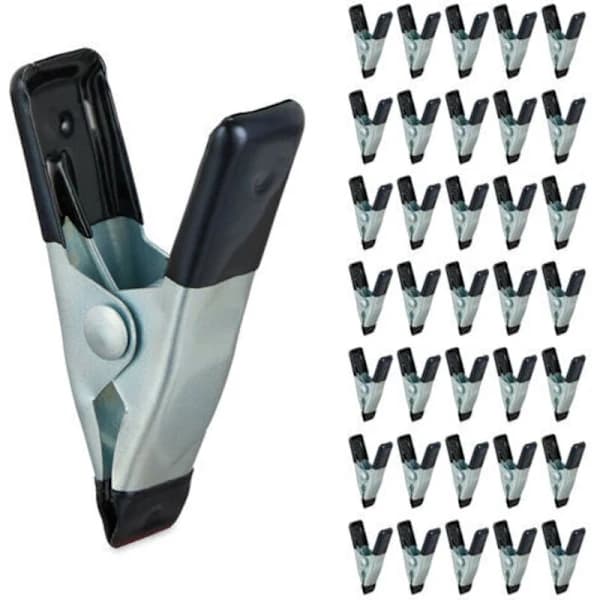 36 stk. Klemmer, Limklemmer til DIY, Modelbygning, Metal, Klembredde 20mm, Små Sorte Klemmer