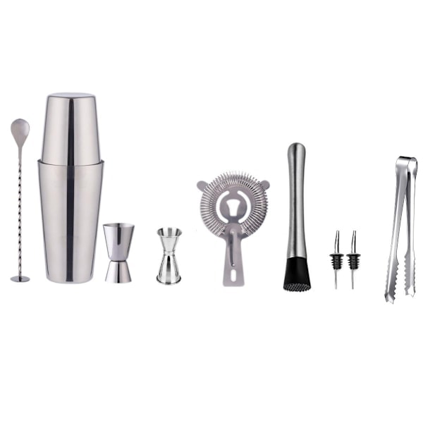 /HH/Cocktail sæt Dobbelt shaker 750ml Rustfrit stål Sølv 10 dele
