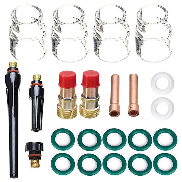 23pcs Tig Stubby Gas Lens 17gl332 3/32inch & 12 Cup & Tig Gas Lens Alumina Nozzle Kit For Db Wp 17/