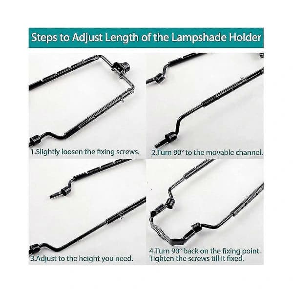 HA~7-tommers lampeskærm harpeholder justerbart lampeharpesæt E14, E26, E27 lysbaseadapter sort horn Fra