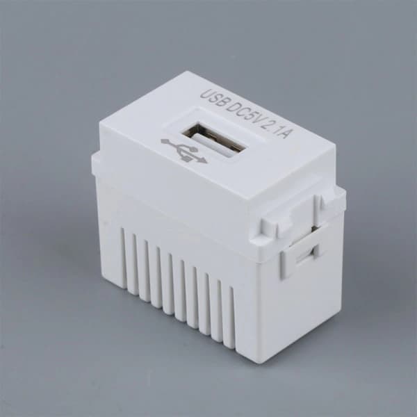 USB-strømadaptermodul 220V 5V Transformator Stikkontakt Hvid-FM-