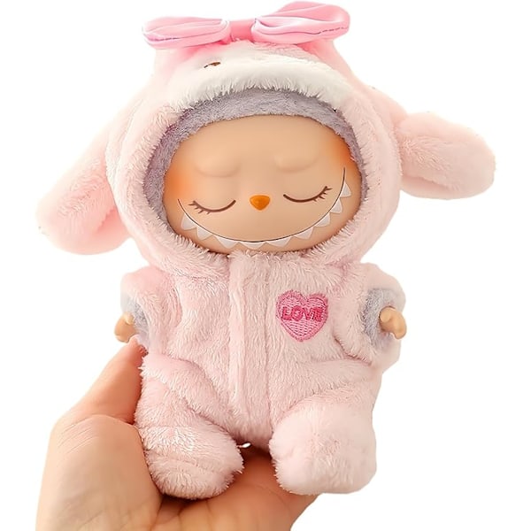 [HH]2025 Kläder för Labubu Outfit Modekläder Set för 17cm Labubu Söta Utsökta Tillbehör för Labubu Samling geigedress+pinkhat