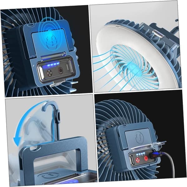 Fan - Rechargeable Tent Fan - Portable LED Camping Lantern