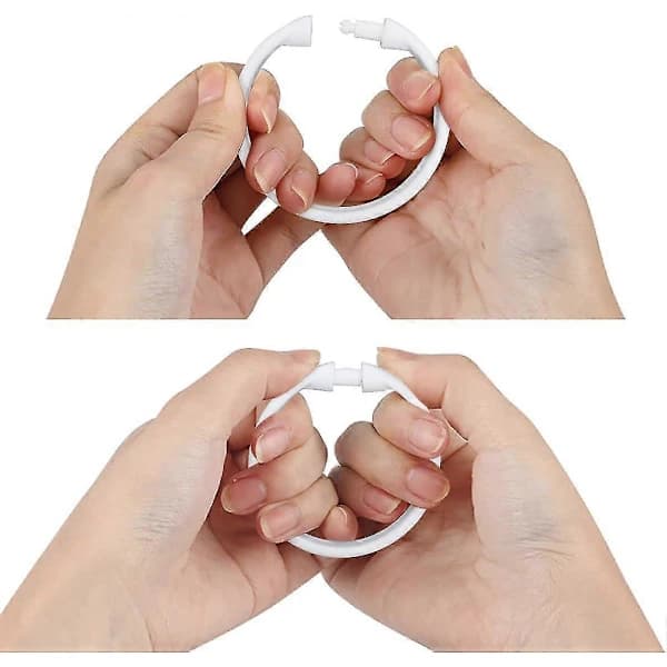Duschdraperiringar - 12-pack - Duschdraperikrokar i plast O-formade ringar glider lätt på badrumsduschstången (vit)