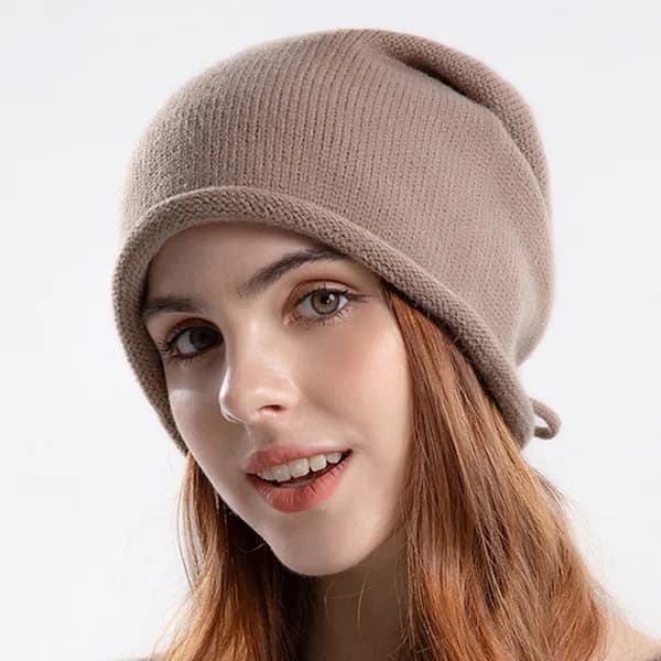 1 Varm Snørestrikket Pullover Lue Tynn Strikket Stablet Lue Varm Pullover Lue khaki