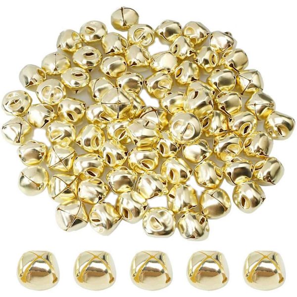200 st Jingle Bells, 15 mm metall Jingle Bells Mini Craft Bells Pärlor för DIY Guld