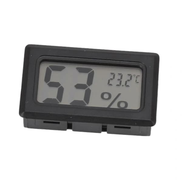 Svart Digital LCD Hygrometer Termometer for Sigareske Skap