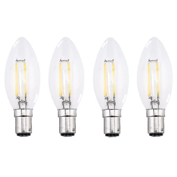 4-pakning 4w Sbc B15 Filament Led Candelabra Pære Varm Hvit 2700k Liten Bajonett Led Vintage Filament