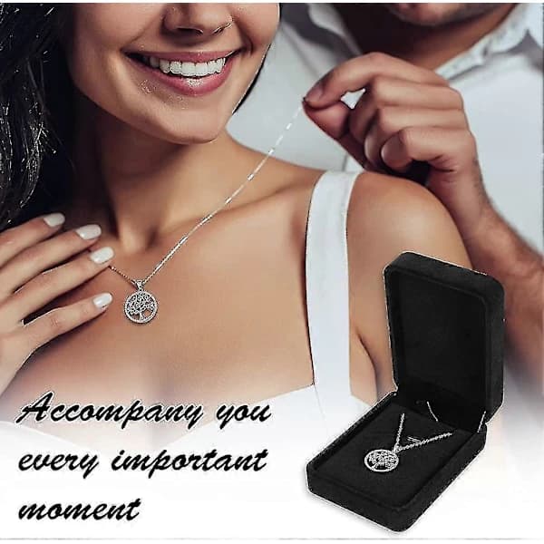 HA~2-pack Sammet Halsband Presentförpackning, Lång Kedja Smyckesorganisatör Halsband Display Gåva