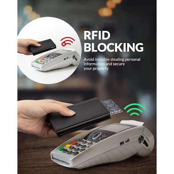 Card Holder with Dual ID Window RFID Blocking Automatic Pop Up Card Wallet for Cards and Cash