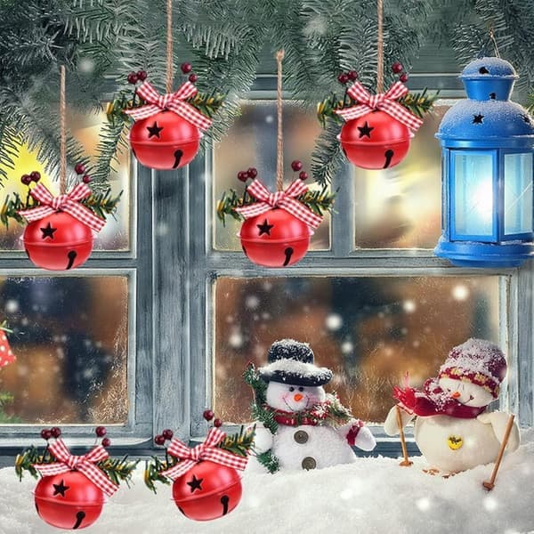 Julgransdekorationer – 18 st – Röda julklockor – Metall – Klassisk juldesign