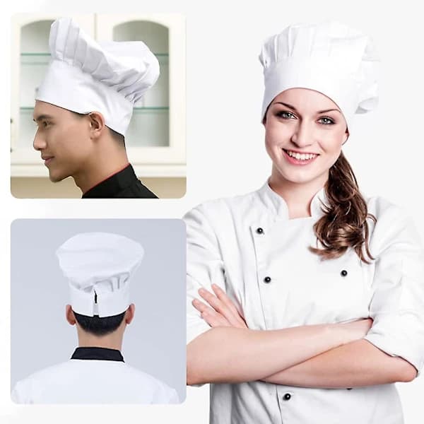 2-pack vita kockmössor unisex justerbara kockmössor herr dam kockmössa med elastiskt band