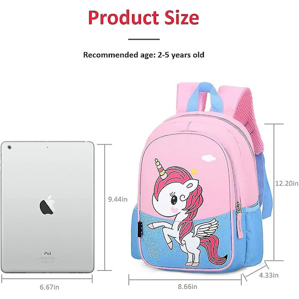 Barn Ryggsäck Förskola Resväska Kindergarten Söt Cartoon Skolväska Ryggsäck Unicorn Blå Ryggsäck Bokväska För Flickor Pojkar Baby
