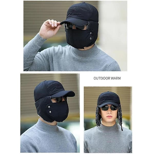 Unisex Vinter Trapper -hattu tekoturkiksella, korvaläpillä ja tuulenpitävällä maskilla [] harmaa