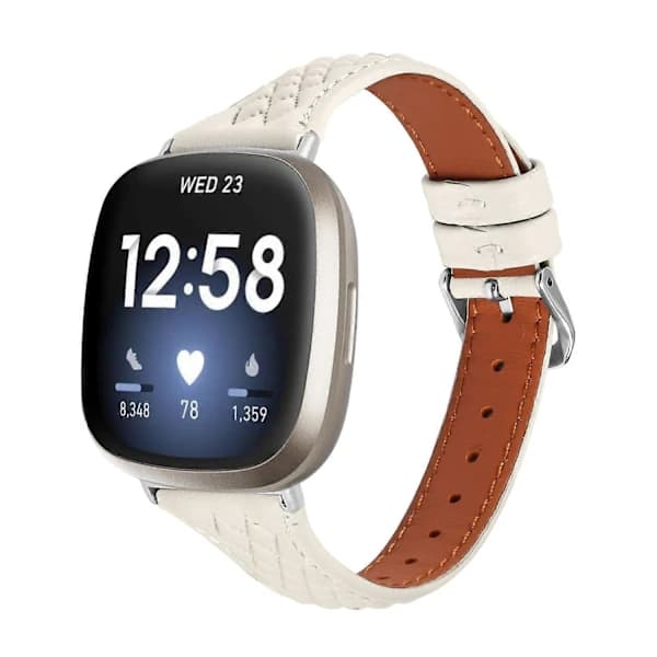 Top Grain Læder Urrem med Rombe Mønster til Fitbit Versa 3/Sense Multicolor Style D