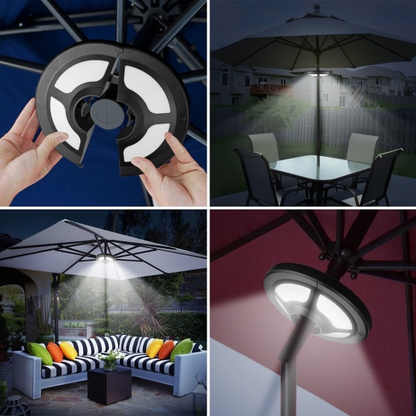 Paraplytillbehör, vattentät LED paraplylampor Trådlös vattentät altantältbelysningslampa USB uppladdningsbar, vitt ljus
