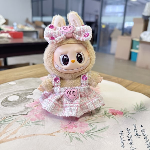 [HH] 17cm Labubu Dockkläder Söta Plyschdockans Kläder Monster Outfit Tillbehör Prinsessklänning Pärla Mini Rosa Prinsessklänning general 7