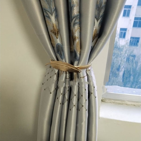 Dekorativ gardinbindning, guld, 2 st justerbar metall fjäderrep gardinspännen för hemmakontor Hotell fönsterdekoration, 36 cm