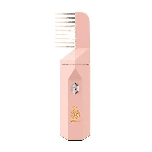 Elektrisk hårbørste røgelsesbrænder til Bakhoor Ramadan Dukhoon arabisk aromadiffuser til hjem, kontor, bil, genopladelig mini USB Hk Pink