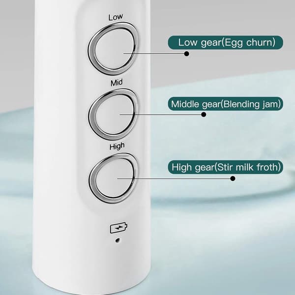 Elektrisk mælkeskummer, USB genopladelig 3-hastighed med 3 tilbehør og piskeris i rustfrit stål til kaffe, latte, sort