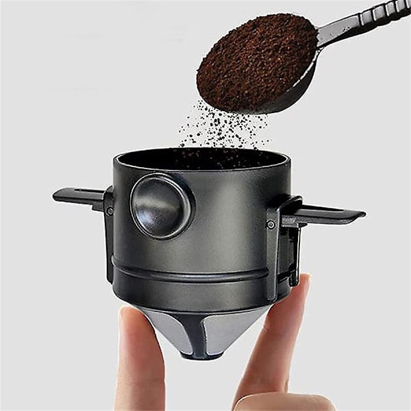 Bärbar hopfällbar kaffefilter i rostfritt stål, återanvändbar kaffebryggare, minikollbar papperslös kaffedripperkopp