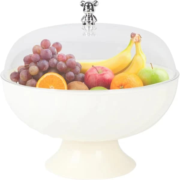 HA~Fruit Basket for Kitchen Counter, Clear Fruit Bowl with Lid, Fruit Display for Party Wedding Vegetables