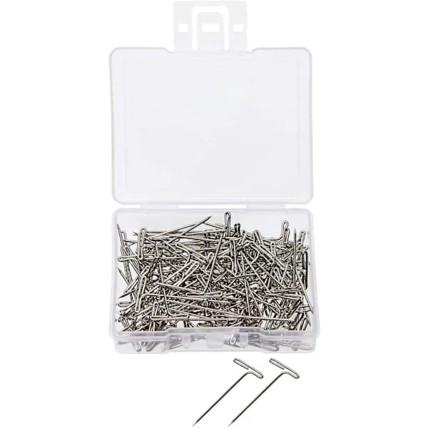 100 st 1 tum nickelpläterade stål T-stift silver T-formade stift