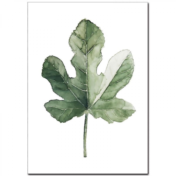 Wekity Grön Blad Väggkonst Canvas Tryck Affisch, Enkel Vitalitet Vattenfärg Konst Ritning Dekor för Hem Vardagsrum Sovrum Kontor (Set om 4 Oinramade,