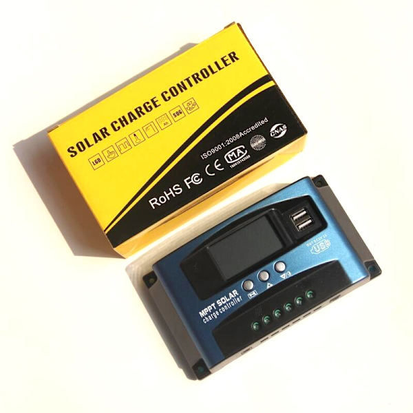 Solcellsladdningsregulator 12/24V-30A, 36/48/60V-100A Solpanel Laddningsregulator Fotovoltaisk Panel med LCD-display LED Gatubelysning