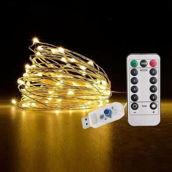Ljusslinga, 50 LED USB-slinga i koppartråd för inomhus- och utomhusbelysning, sovrumsdekoration, bröllop, fest, jul, träddekoration