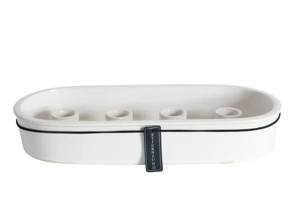 {HH} Adventslysestake Hvit Keramikk 33x13 cm 2. sortering Vit White