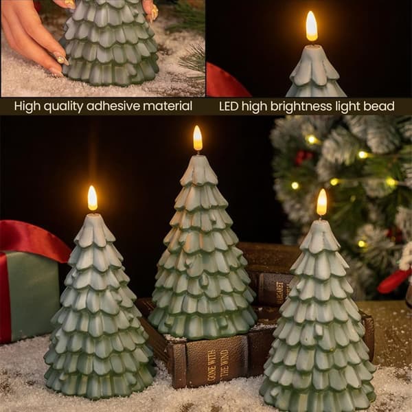 Christmas Tree Lights - LED Flameless Candles with Flickering Effect - Green - 4-pack