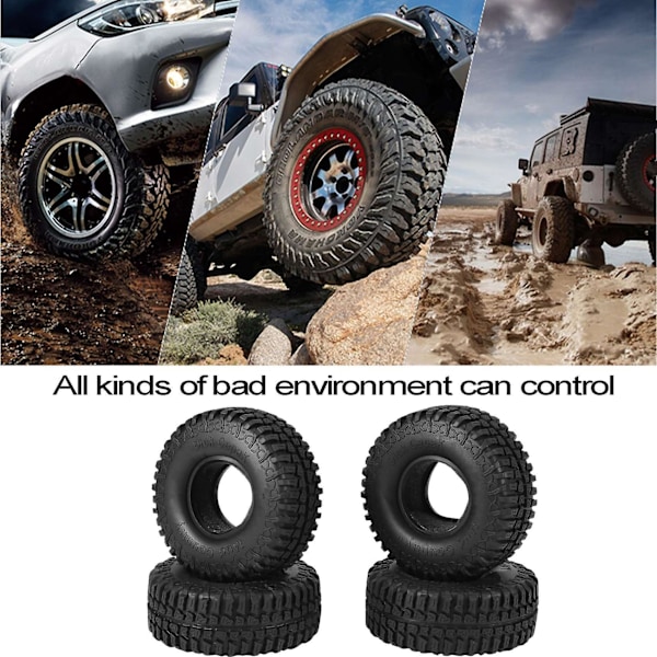 4 kpl 100 mm 1.9 kumirenkaat pyörät 1/10 RC-kiipeilyautolle Axial Scx10 90046 Axi03007 Traxxas