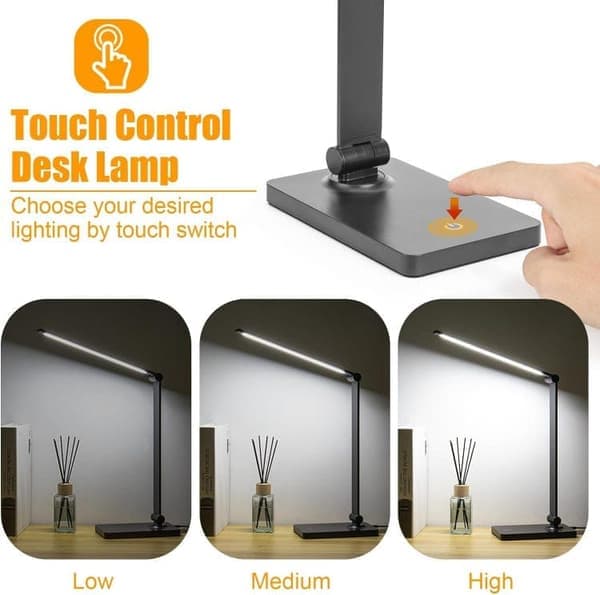 LED Desk Lamp with Touch Control - Dimmable Table Lamp for Home, Office & Bedroom